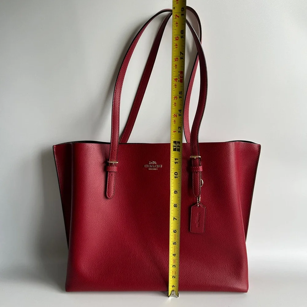Coach Mollie Tote Red Apple Pebbled Leather Bag 1671